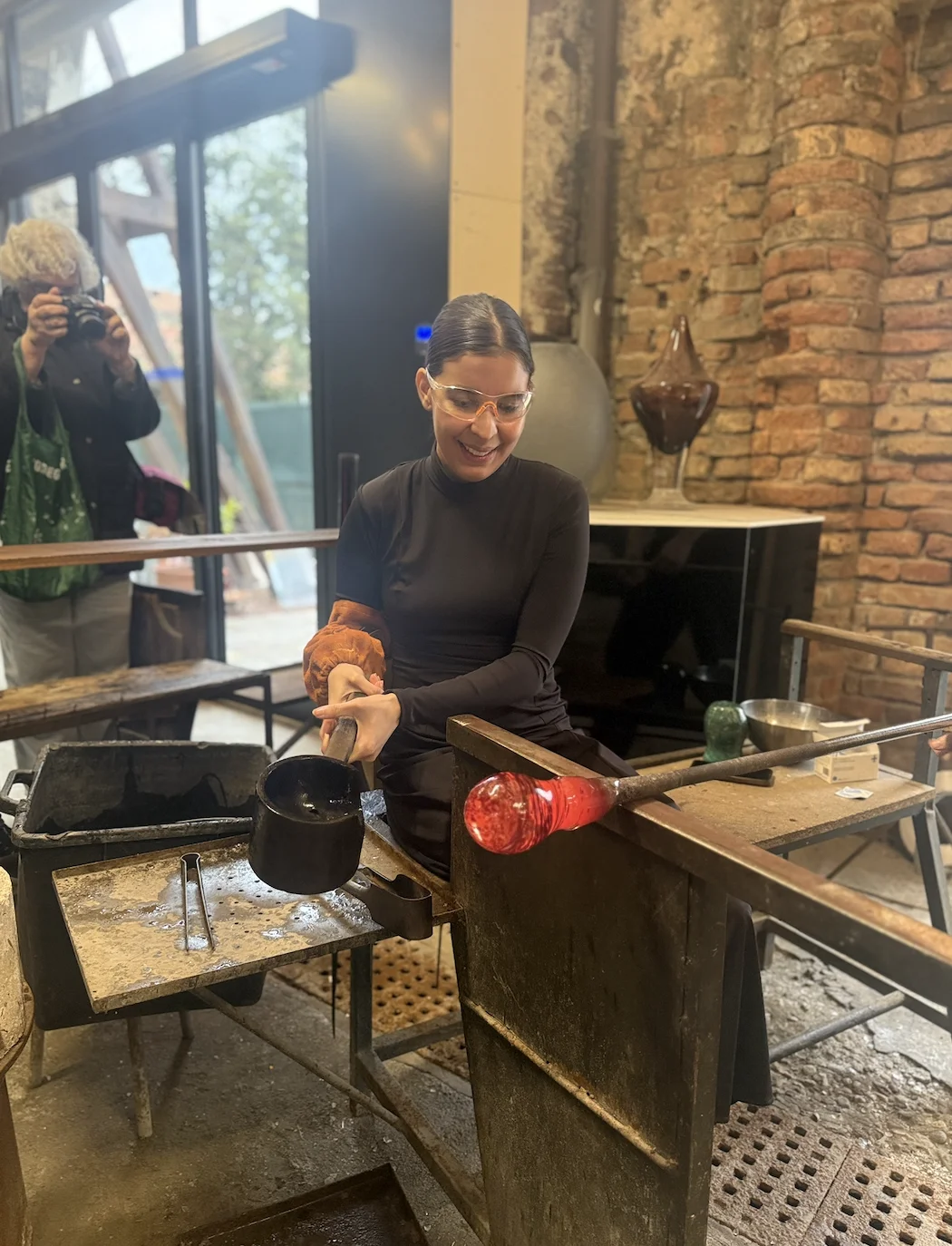 Angie Rangel at Murano glassmaking workshop